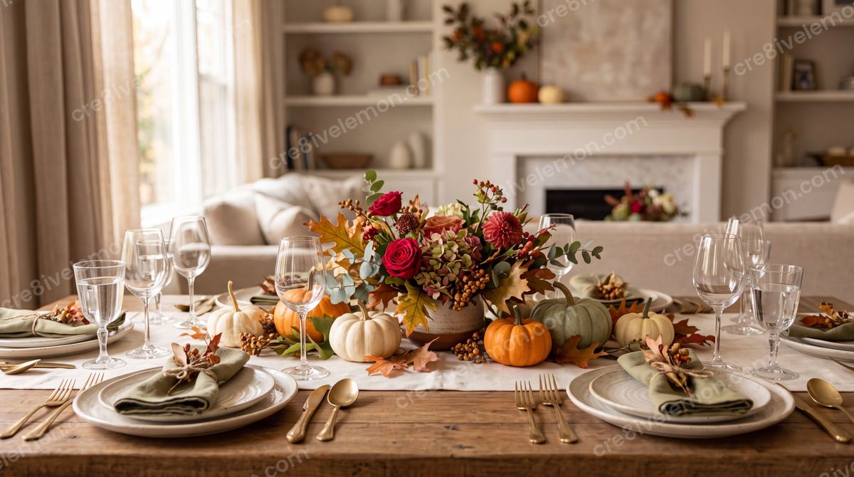 Image 01 of thanksgiving table harvest backgrounds, watermarked preview