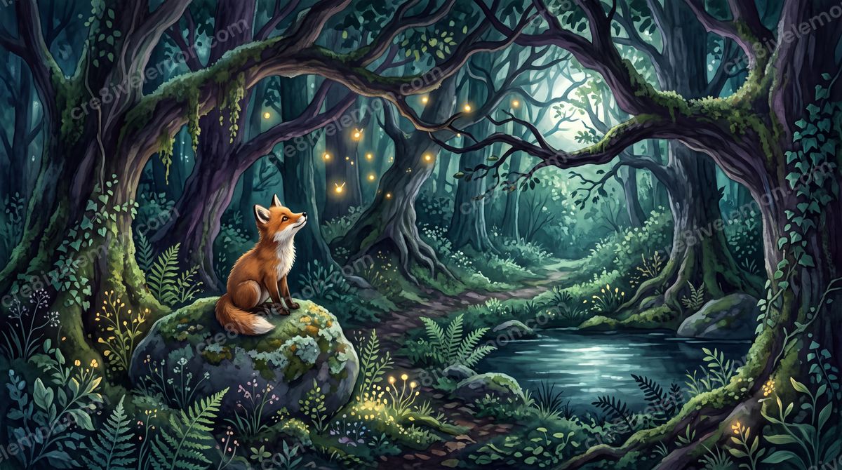 Image 04 of whimsical dark forest ai image pack, watermarked preview