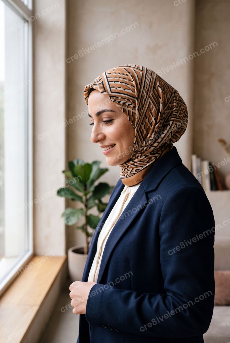 Image 04 of professional women in hijab portraits, watermarked preview