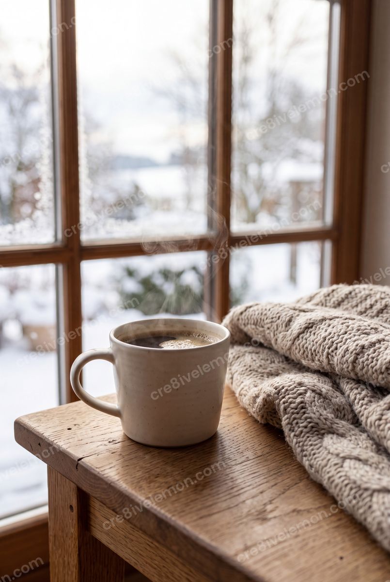 Image 02 of cozy winter lifestyle ai image pack, watermarked preview