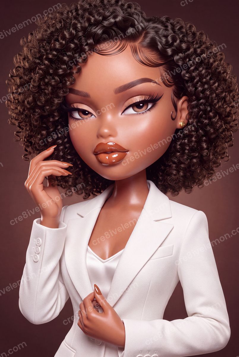 Image 02 of empowered fashion doll duo ai image pack, watermarked preview