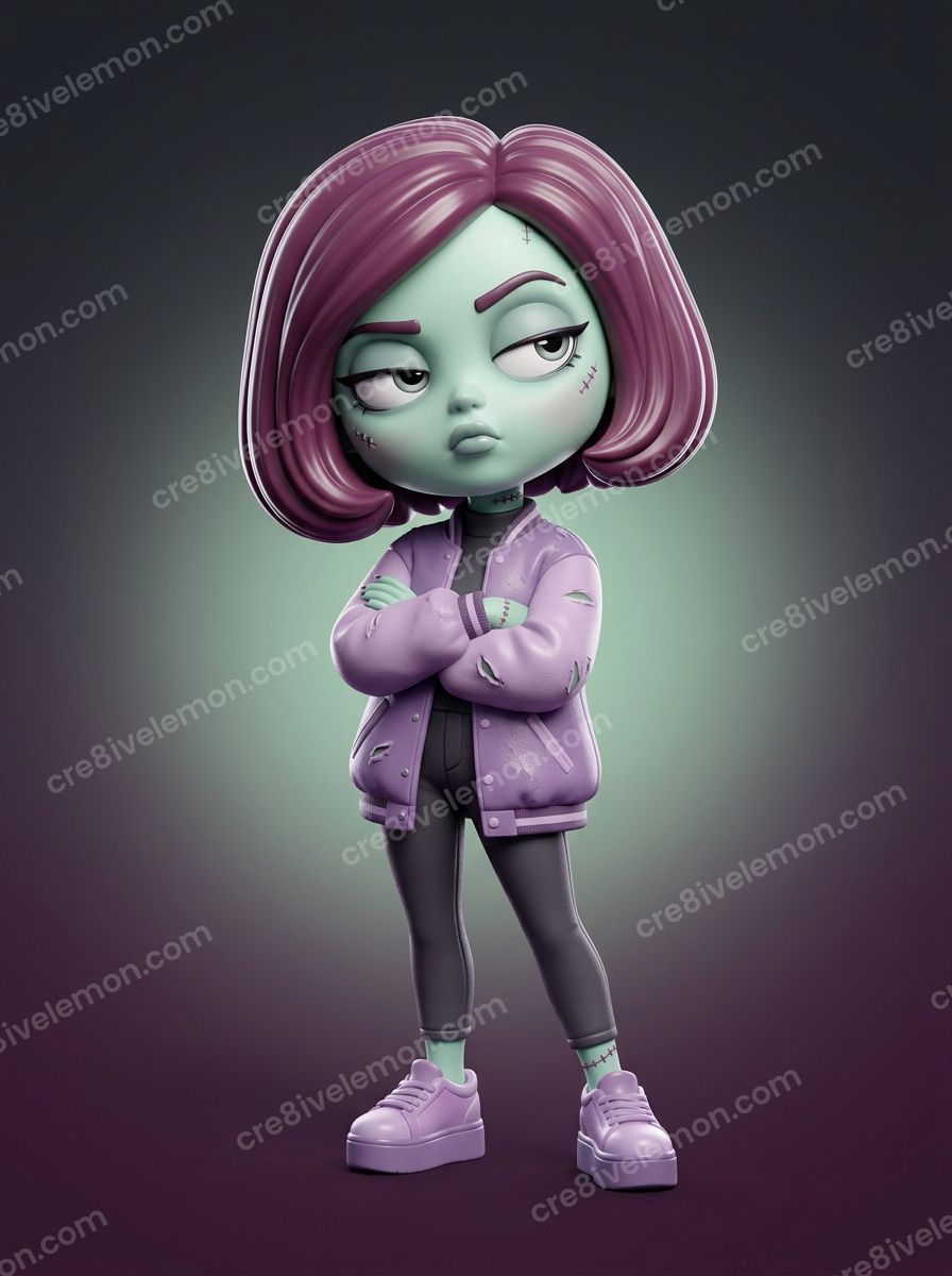Image 11 of spooky little characters ai image pack, watermarked preview
