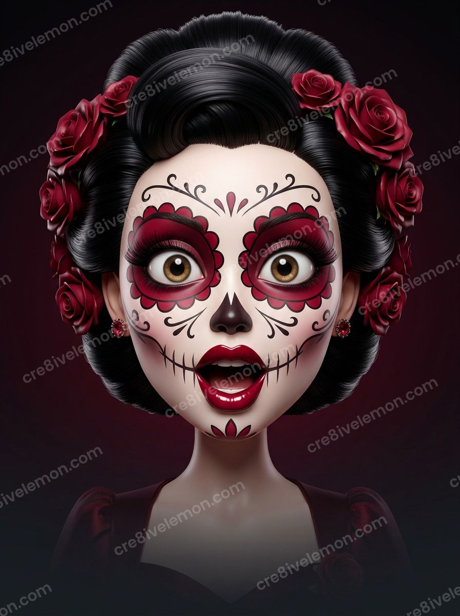 Image 01 of calavera glam cartoons ai image pack, watermarked preview