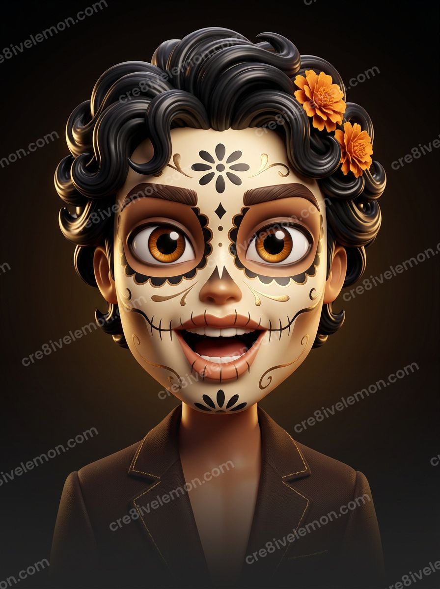 Image 02 of calavera glam cartoons ai image pack, watermarked preview