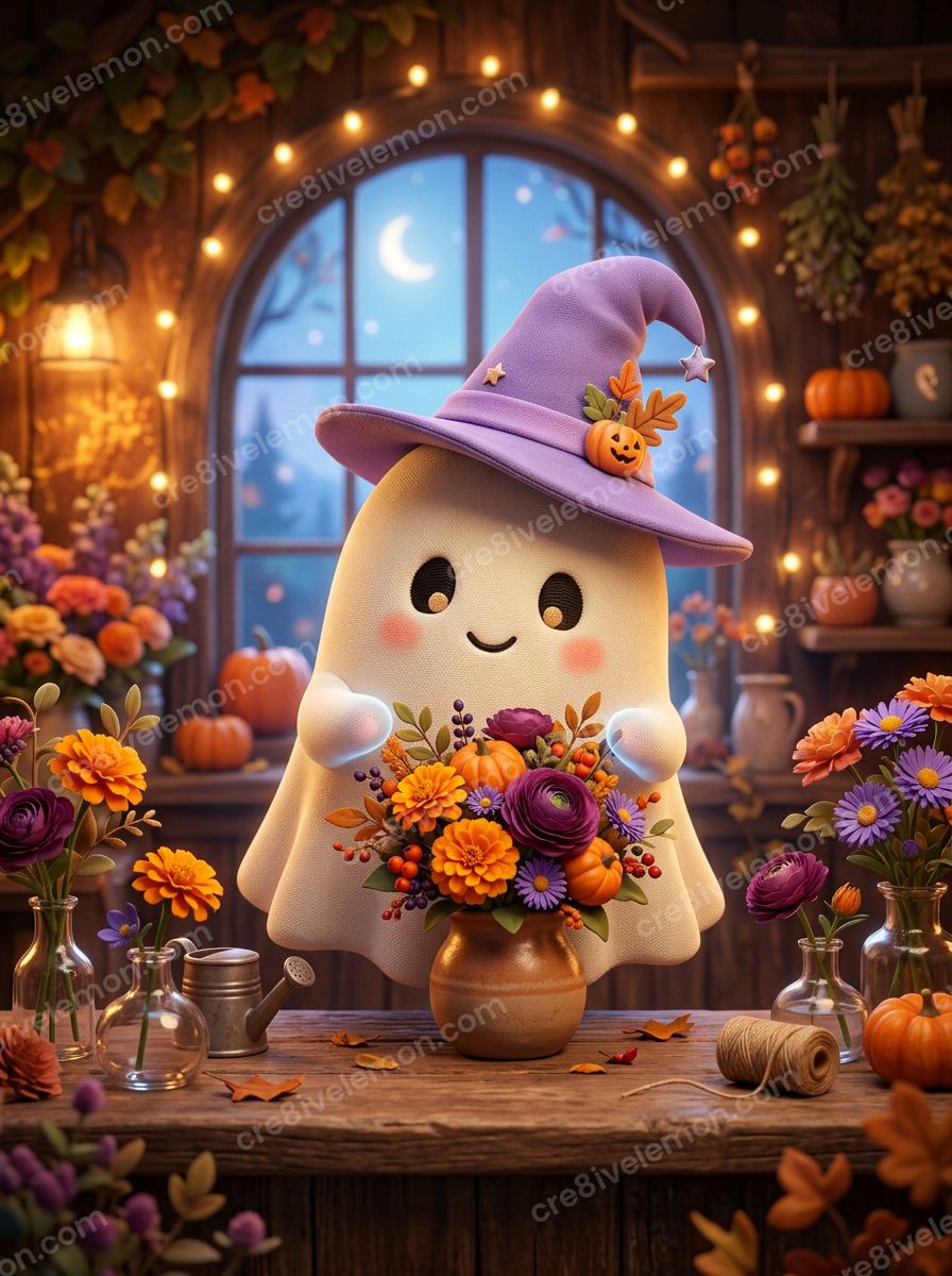 Image 02 of whimsical halloween scenes ai image pack, watermarked preview