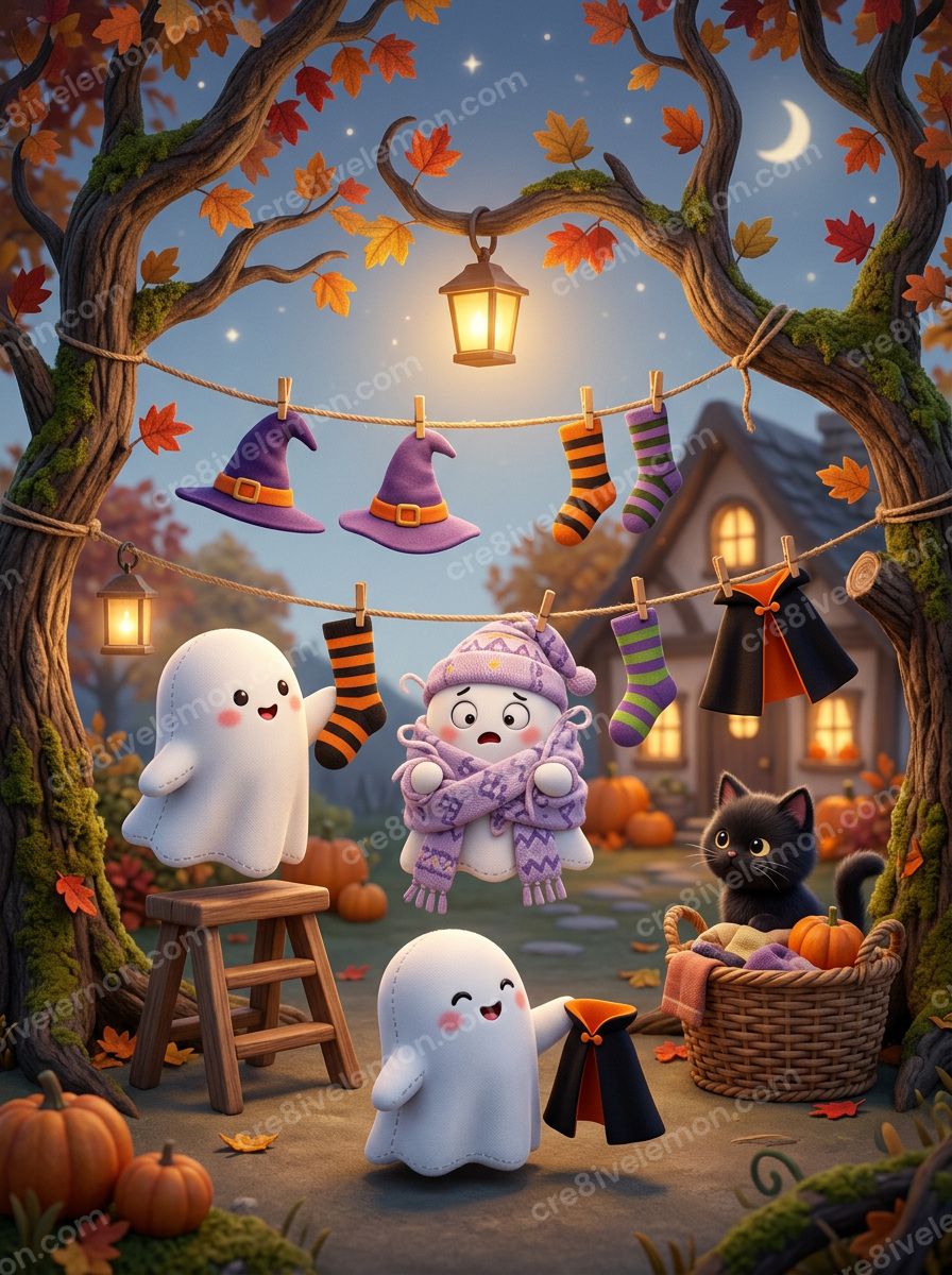 Image 03 of whimsical halloween scenes ai image pack, watermarked preview