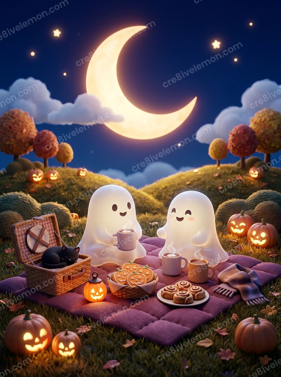 Image 04 of whimsical halloween scenes ai image pack, watermarked preview