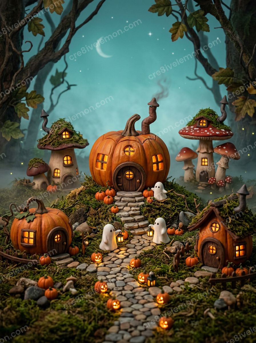 Image 05 of whimsical halloween scenes ai image pack, watermarked preview