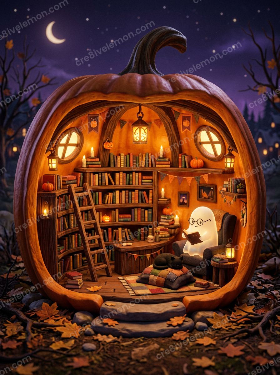 Image 10 of whimsical halloween scenes ai image pack, watermarked preview