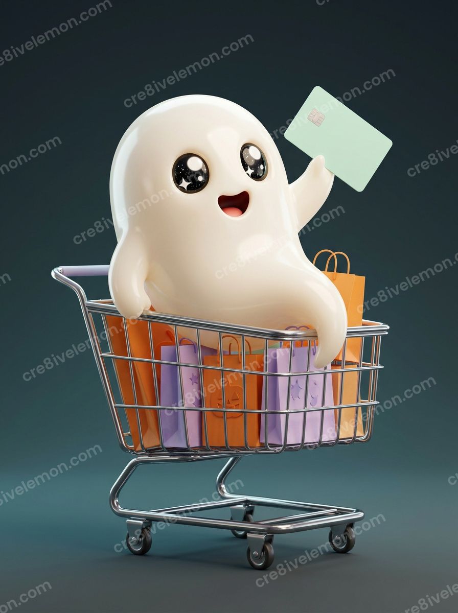 Image 02 of halloween shopping scenes ai image pack, watermarked preview