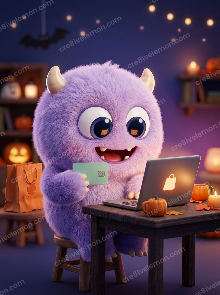 Image 04 of halloween shopping scenes ai image pack, watermarked preview