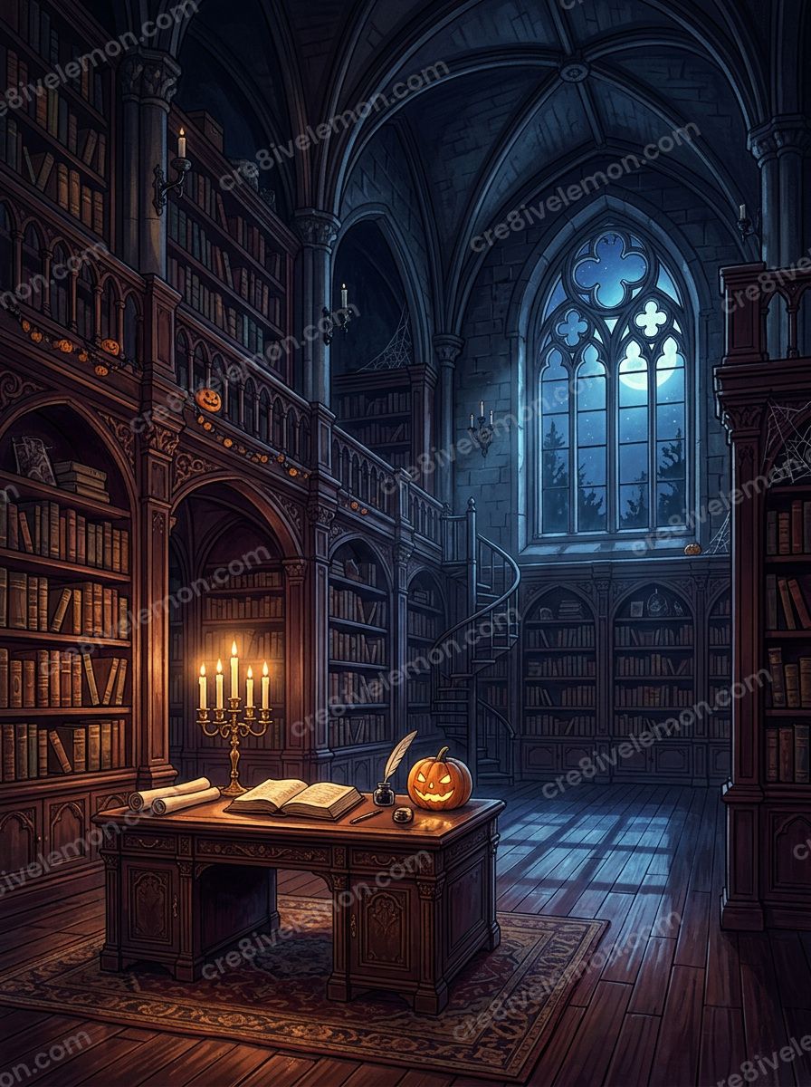 Image 06 of enchanted anime style halloween backgrounds, watermarked preview