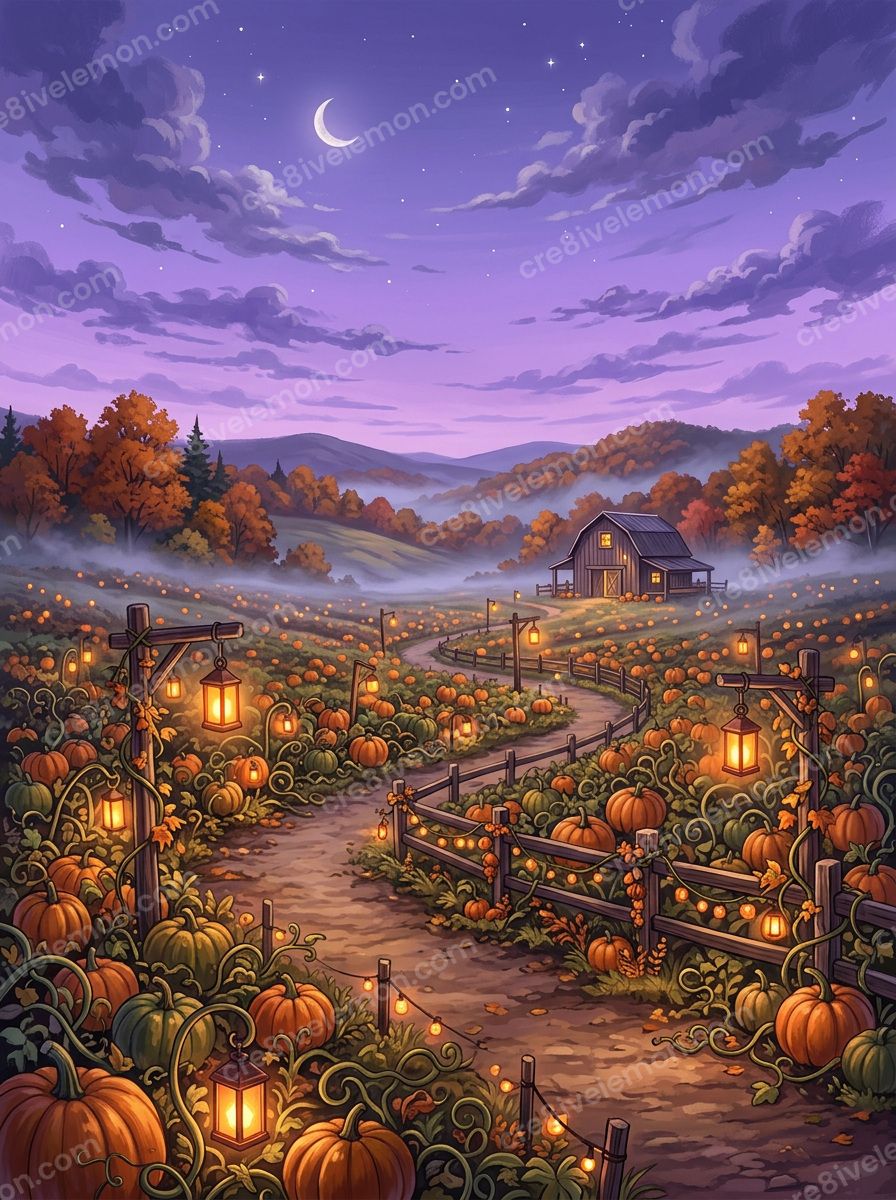 Image 09 of enchanted anime style halloween backgrounds, watermarked preview