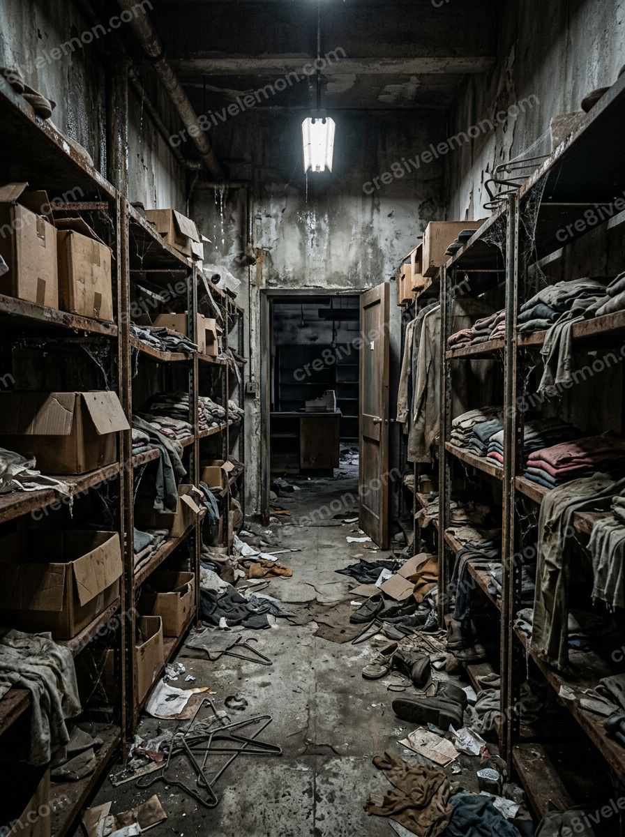 Image 02 of abandoned store horror backgrounds ai image pack, watermarked preview