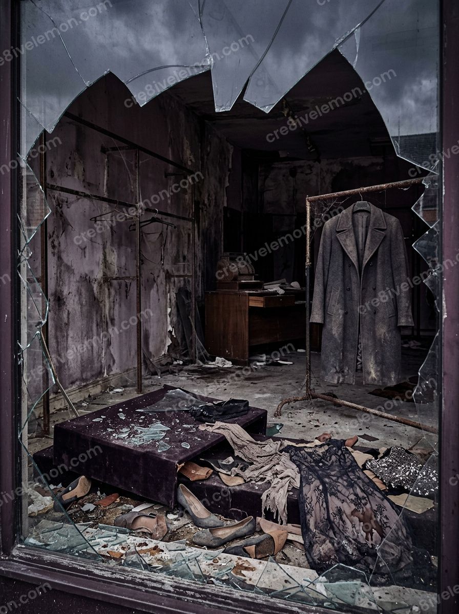 Image 04 of abandoned store horror backgrounds ai image pack, watermarked preview