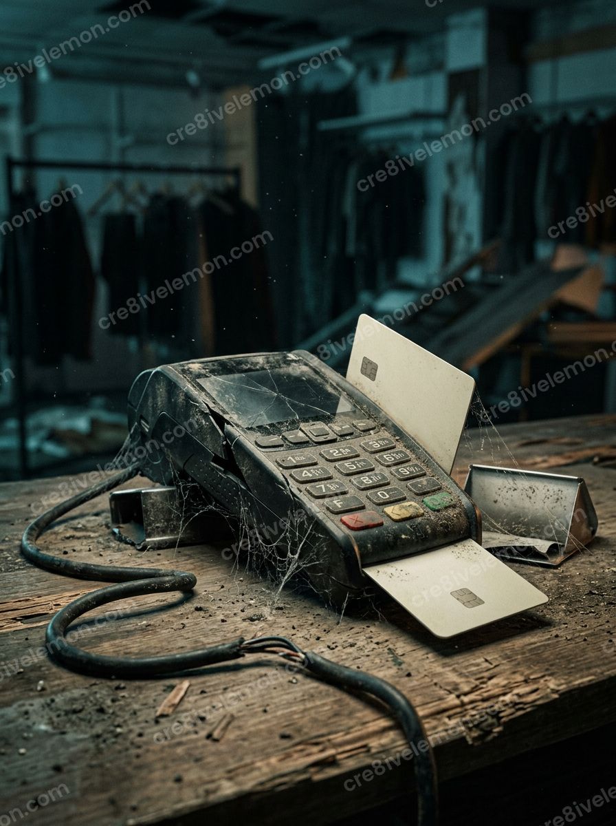 Image 05 of abandoned store horror backgrounds ai image pack, watermarked preview
