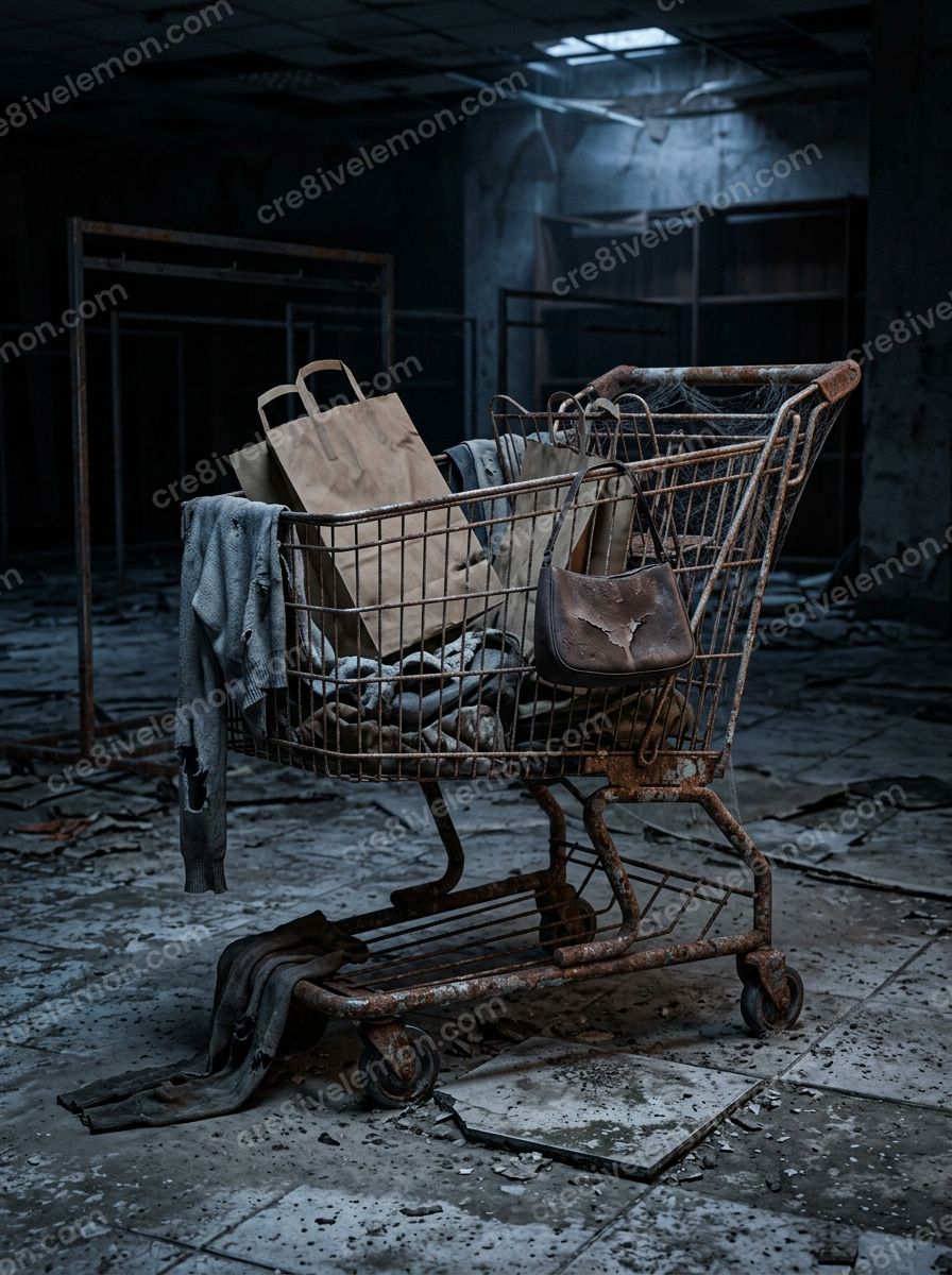 Image 08 of abandoned store horror backgrounds ai image pack, watermarked preview