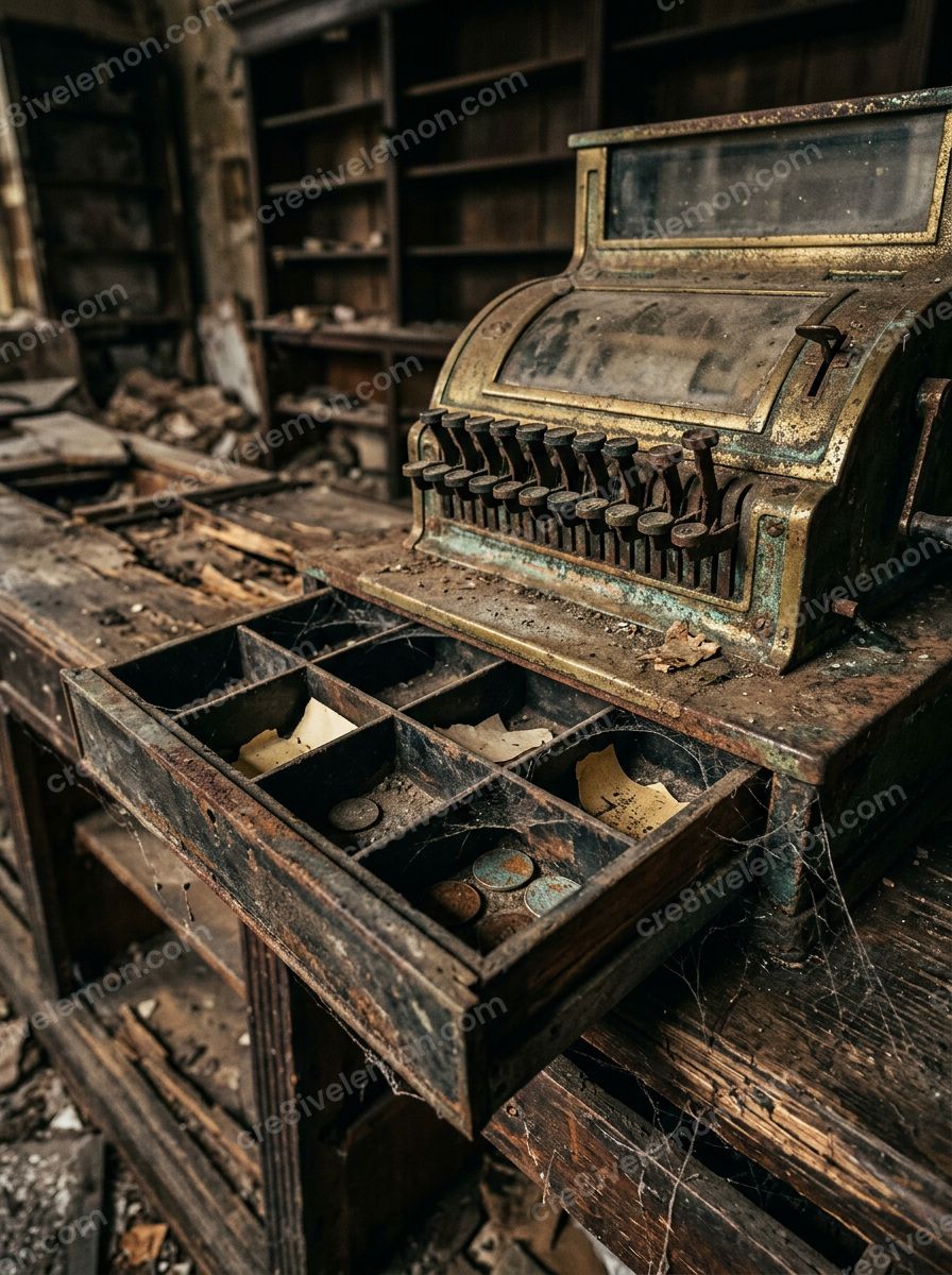 Image 09 of abandoned store horror backgrounds ai image pack, watermarked preview