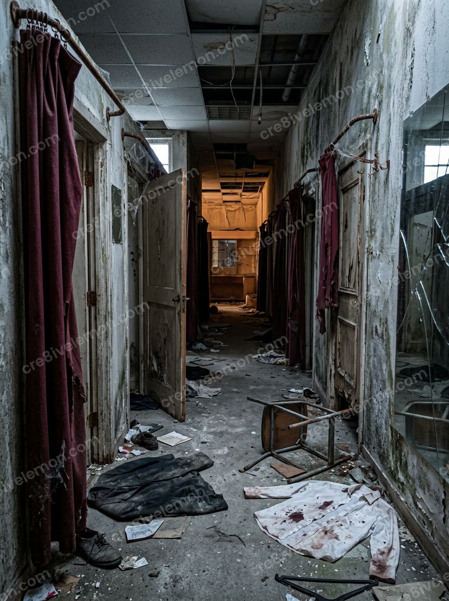 Image 10 of abandoned store horror backgrounds ai image pack, watermarked preview
