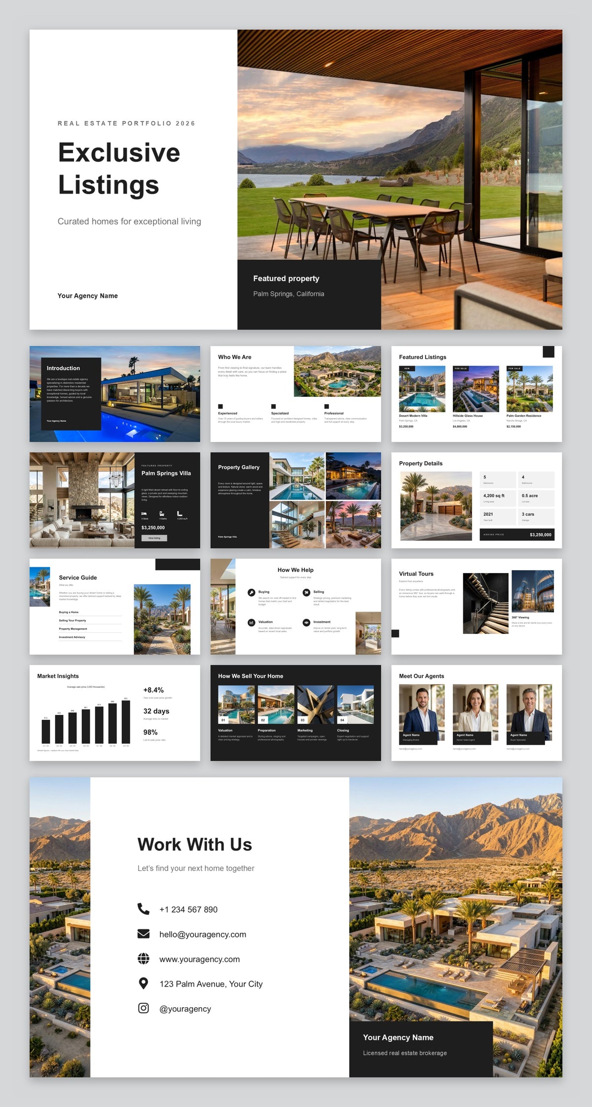 All slides of Real Estate Presentation Template, top to bottom