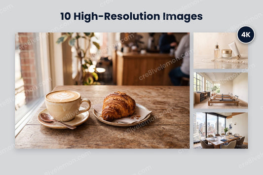 Small Business AI Image Pack preview: one large 4K image with a 4K badge and three smaller images from the pack on a light grey background (watermarked preview)