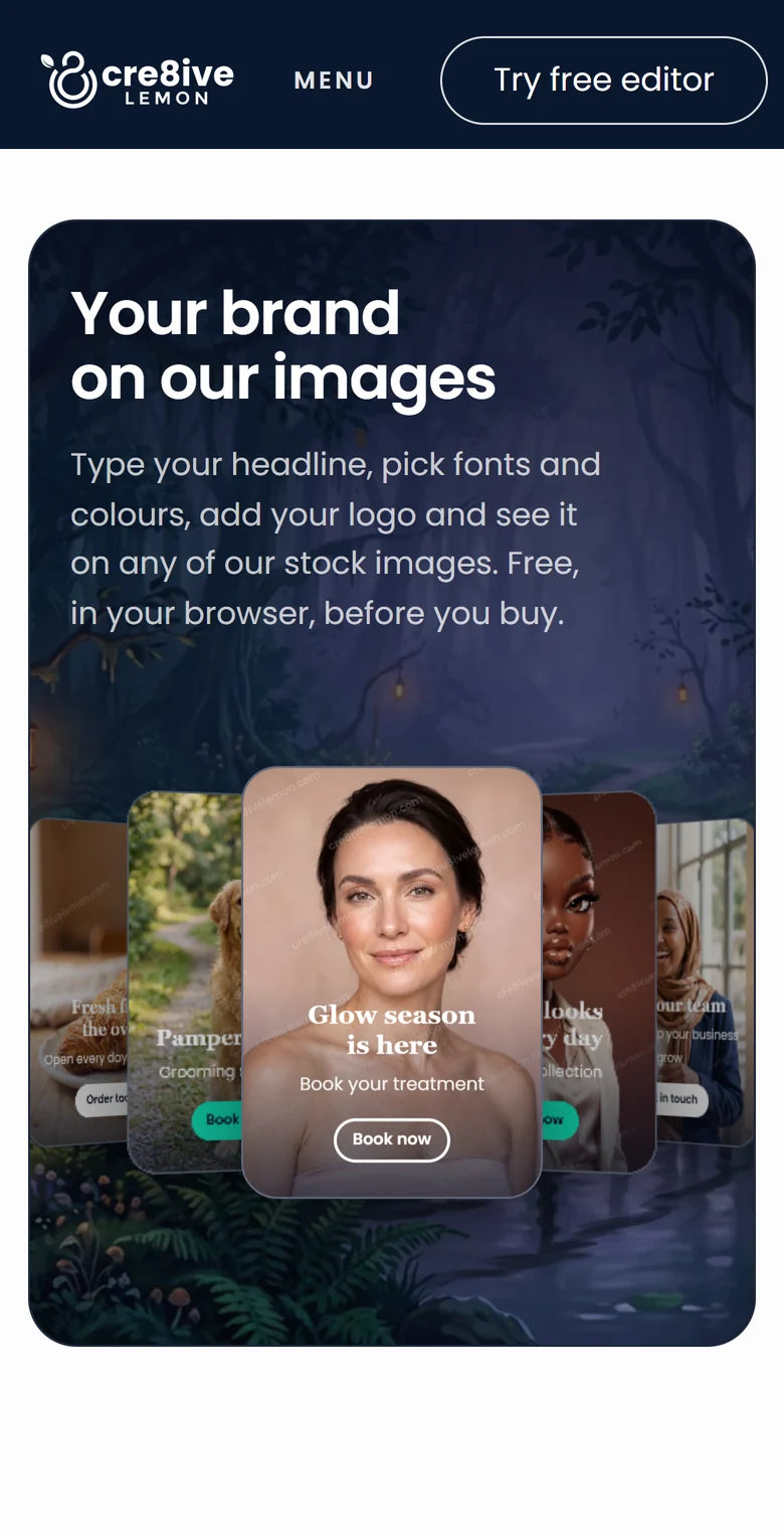 The free preview editor in app view on a phone