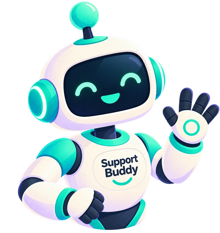 Support Buddy, the Cre8ive Lemon robot, waving hello